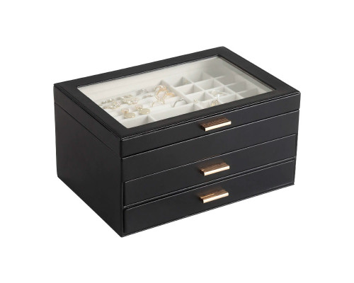 Шкатулка Casegrace SP-01223 для украшений и ювелирных изделий трехуровневая 26,5*18*13,5 см Black
