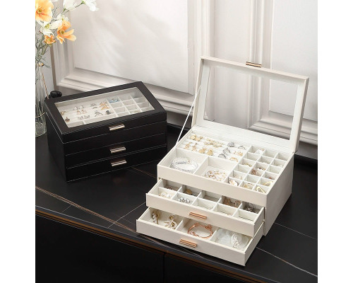 Шкатулка Casegrace SP-01223 для украшений и ювелирных изделий трехуровневая 26,5*18*13,5 см Black