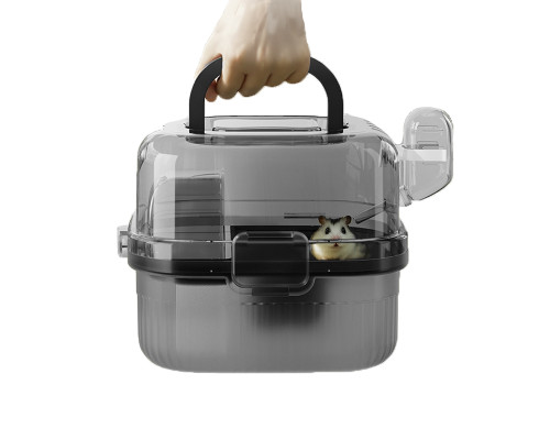 Клетка для хомяка Taotaopets 266607 с беговым колесом поилкой зоной для кормления прозрачная 21 см Black