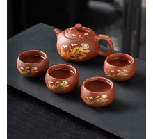 Чайный набор 0321610 Dragon and Phoenix заварник 480 ml + 4 пиалы Brown