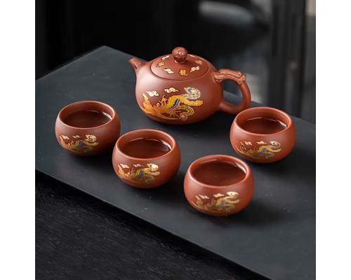 Чайный набор 0321610 Dragon and Phoenix заварник 480 ml + 4 пиалы Brown