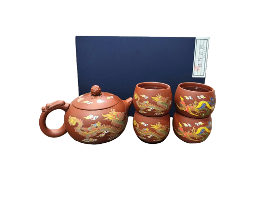 Чайный набор 0321610 Dragon and Phoenix заварник 480 ml + 4 пиалы Brown