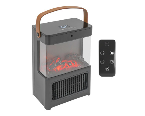 Тепловентилятор керамический Flame YND-BL-02 с пультом имитация камина обогреватель электрический