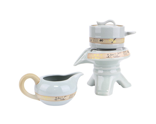 Набор для чайной церемонии для приготовления чая гайвань пиалы с чайником на 6 персон #07 Шепот бамбука