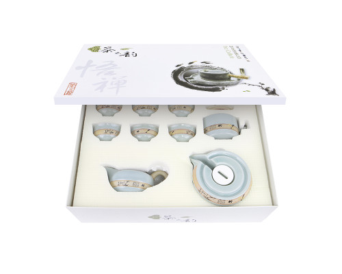 Набор для чайной церемонии для приготовления чая гайвань пиалы с чайником на 6 персон #07 Шепот бамбука