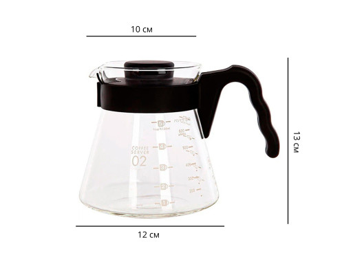 Сервер Ecocoffeetools S600 600 мл графин для приготовления кофе заварник для пуровера стеклянный Black