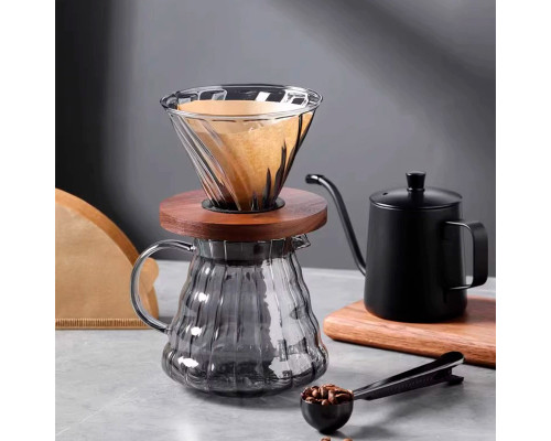 Сервер Choxila 12044 графин для приготовления кофе заварник для пуровера стеклянный 600 мл