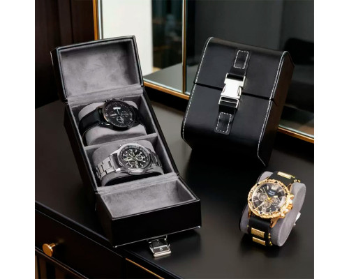 Футляр кейс для наручных часов Casegrace SP01347 органайзер на 2 отделения 13*9,5*7,5 см Black