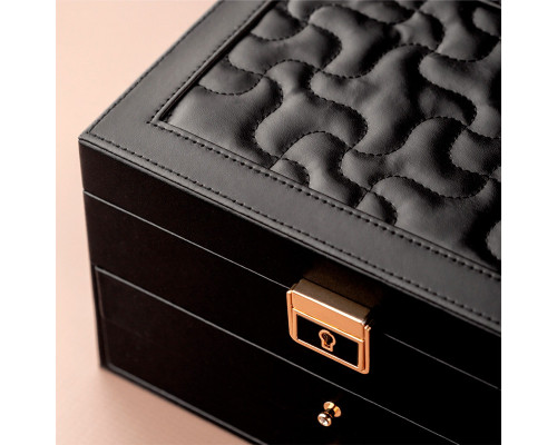 Шкатулка Casegrace SP-01265 для украшений и ювелирных изделий трехуровневая на замке с ключом 23*17*13,5 см Black