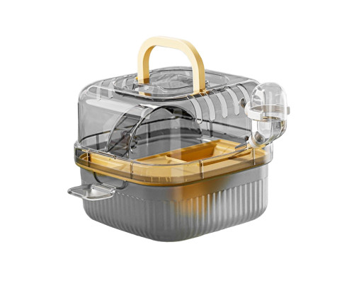 Клетка для хомяка Taotaopets 266607 с беговым колесом поилкой зоной для кормления прозрачная 21 см Yellow