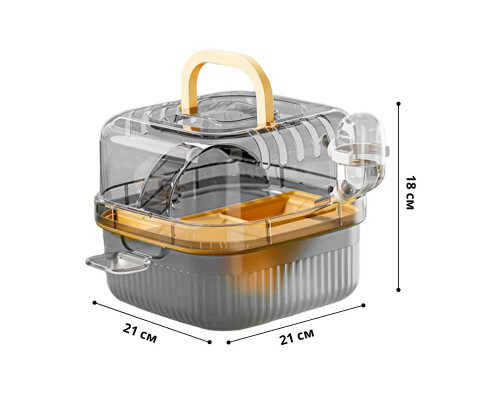 Клетка для хомяка Taotaopets 266607 с беговым колесом поилкой зоной для кормления прозрачная 21 см Yellow