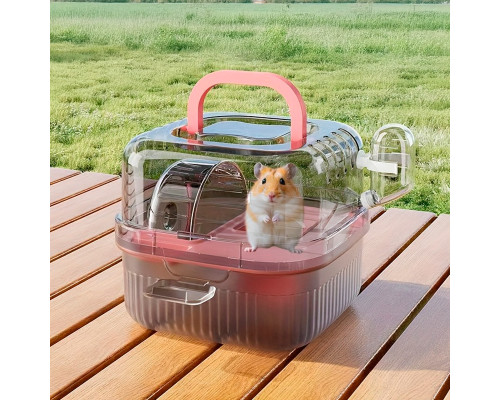 Клетка для хомяка Taotaopets 266607 с беговым колесом поилкой зоной для кормления прозрачная 21 см Pink