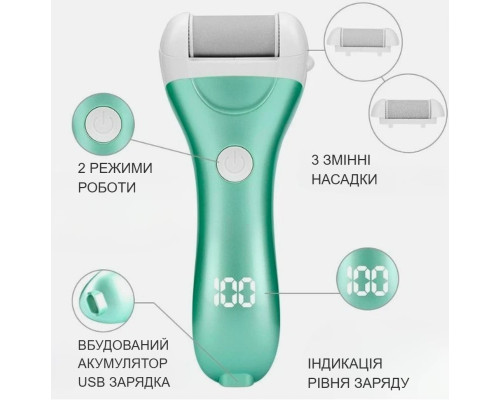 Електрична пилка-пемза для п'яток ZCA-013 бірюзова