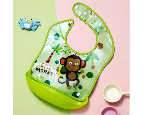 Слюнявчик з карманом на кнопках "Silly Monkey" зелёный