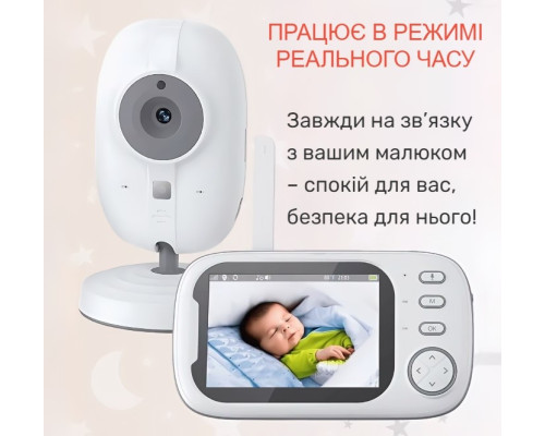 Видеоняня Baby Monitor ABM600j 3.5 с монитором, датчиком звука, ночное видение, видеозапись Видеоняня Baby Monitor ABM600j 3.5 с монитором, датчиком звука, ночное видение, видеозапись