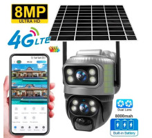Вулична камера 8MP, зовнішня камера відеоспостереження V380 PRO 4G, відеокамера автономна, поворотна