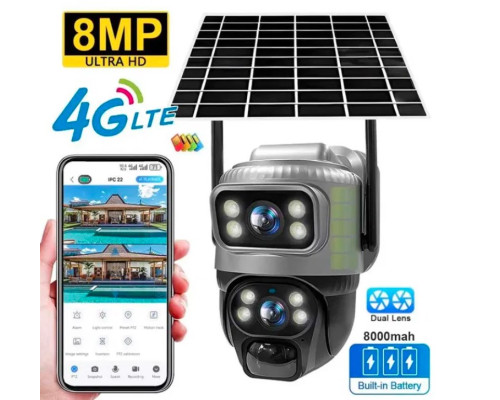 Вулична камера 8MP, зовнішня камера відеоспостереження V380 PRO 4G, відеокамера автономна, поворотна Вулична камера 8MP, зовнішня камера відеоспостереження V380 PRO 4G, відеокамера автономна, поворотна