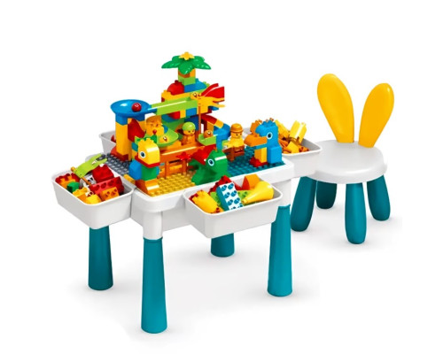 Детский стол-трансформер 4 в 1 со стульчиком, конструктором на 260 деталей, зоной для воды и песка