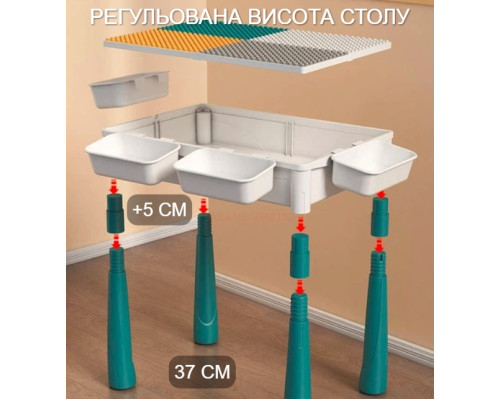 Детский стол-трансформер 4 в 1 со стульчиком, конструктором на 260 деталей, зоной для воды и песка