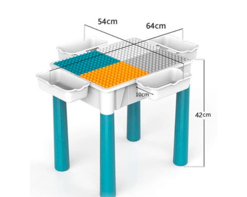 Детский стол-трансформер 4 в 1 со стульчиком, конструктором на 260 деталей, зоной для воды и песка