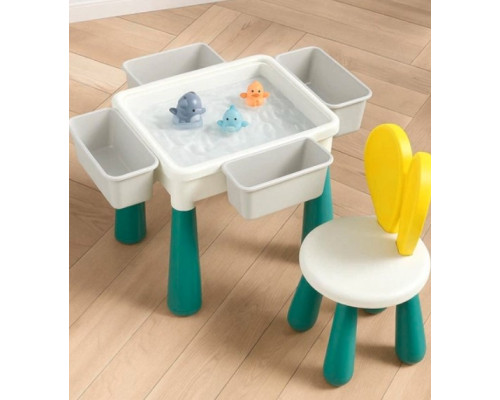 Детский стол-трансформер 4 в 1 со стульчиком, конструктором на 260 деталей, зоной для воды и песка