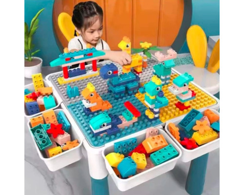 Детский стол-трансформер 4 в 1 со стульчиком, конструктором на 260 деталей, зоной для воды и песка