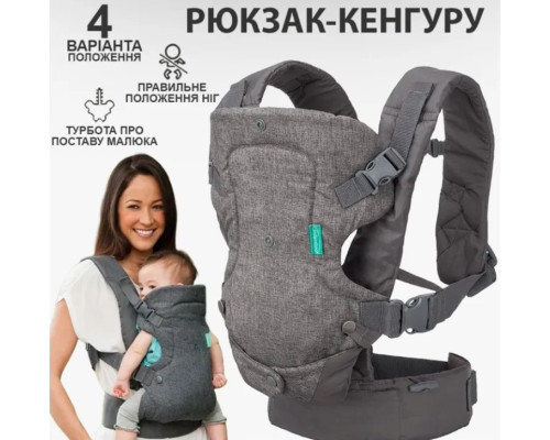 Слінг ерго рюкзак від народження 4в1 – переноска кенгуру, хіпсіт, дихаючий регульований рюкзак переноска для немовлят і дітей