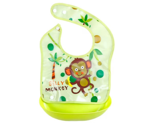 Слюнявчик з карманом на кнопках "Silly Monkey" зелёный