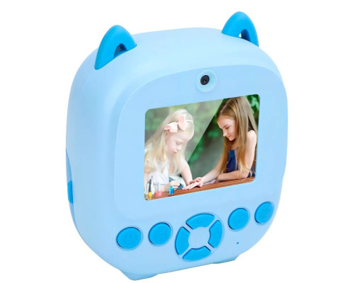 Фотоапарат дитячий з миттєвим друком — цифрова камера 48МП з термопапером та вбудованими іграми, синій