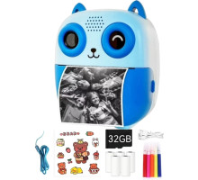 Фотоапарат дитячий з миттєвим друком — цифрова камера 48МП з термопапером та вбудованими іграми, синій