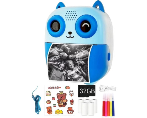 Фотоапарат дитячий з миттєвим друком — цифрова камера 48МП з термопапером та вбудованими іграми