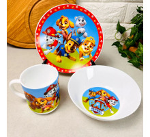Дитячий посуд 3 предмети з мульт-героями Щенячий патруль Склокераміка