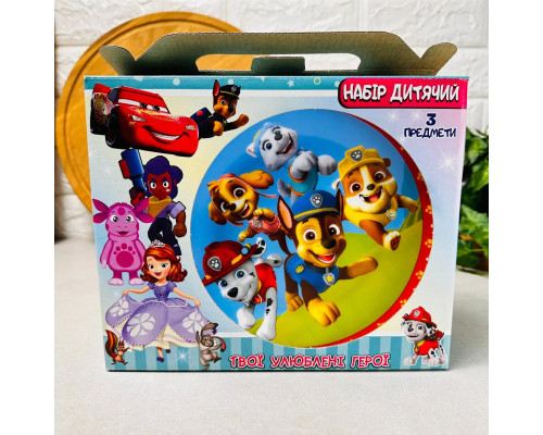 Дитячий посуд 3 предмети з мульт-героями Щенячий патруль Склокераміка