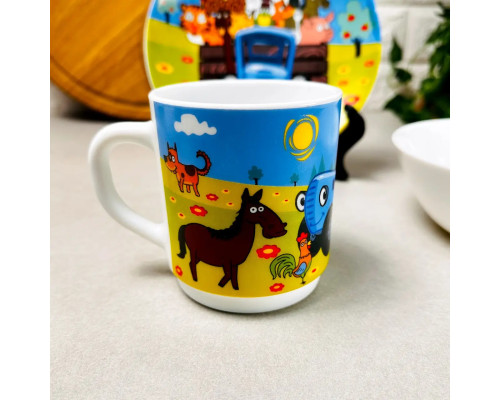 Подарунковий набір посуду  Синій Трактор (склокераміка), дитячий посуд