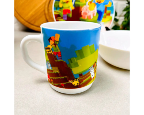 Набір посуду для дітей 3 предмети Minecraft (Майнкрафт), дитячий посуд Склокераміка