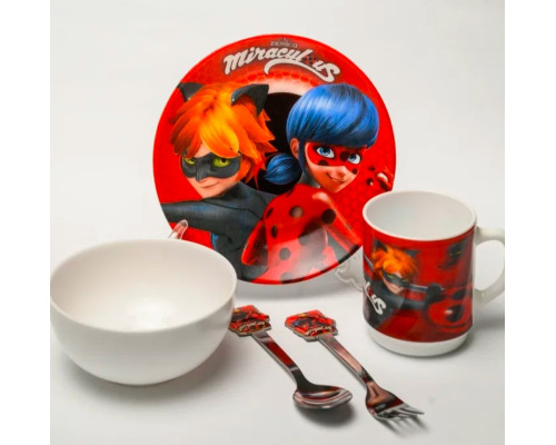 Дитячий посуд 5 предметів з мульт-героями Леді Баг