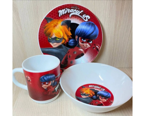 Дитячий посуд 5 предметів з мульт-героями Леді Баг