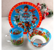 Дитячий посуд з мульт-героями Щенячий патруль Склокераміка 3 предмети