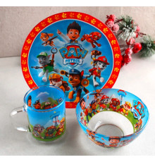 Дитячий посуд з мульт-героями Щенячий патруль Склокераміка 3 предмети