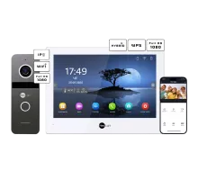 Комплект видеодомофона Neolight ALPHA Hybrid + SOLO IPW Graphite с уголком, PoE адаптер для вызовной панели