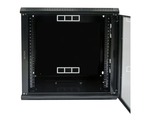 Шафа акрилове скло чорна 19"12U, 600х600х640 мм Шафа акрилове скло чорна 19"12U, 600х600х640 мм