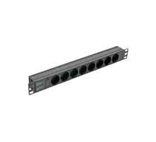 Блок 19" на 8 роз. нем. станд., 10А, с индикат., без шнура, черный, 1U, Kingda Kingda KD-GER(16)N1008WKPB19A-C14