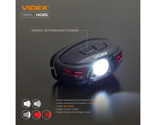 Налобний світлодіодний ліхтарик VIDEX VLF-H015 330Lm 5000K