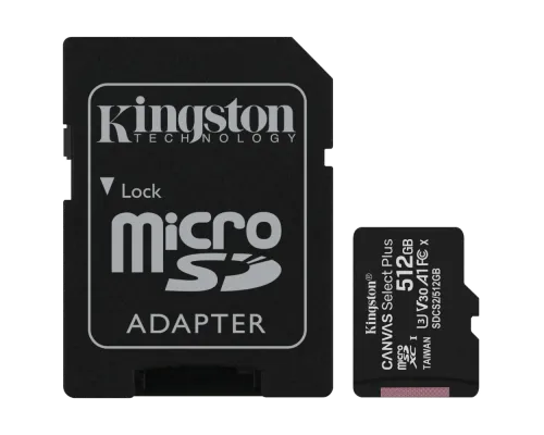 Модуль флэш-памяти Kingston 512GB micSDXC Canvas Select Plus 100R A1 C10 Card + ADP