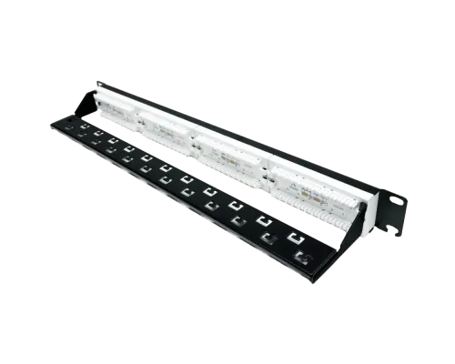 Патч-панель 19" 24xRJ-45 UTP, кат. 6a, із заднім організатором з пластиковими шторками, LW L&W ELECTRONICAL LW-PP74