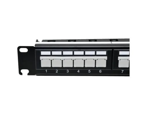 Патч-панель 19" 24xRJ-45 UTP, кат. 6a, із заднім організатором з пластиковими шторками, LW L&W ELECTRONICAL LW-PP74
