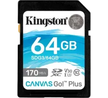 Карта памяти Kingston SDXC Canvas Go Plus 170R C10 UHS-I U3 V30 64Гб