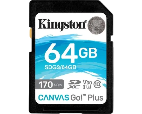 Карта памяти Kingston SDXC Canvas Go Plus 170R C10 UHS-I U3 V30 64Гб