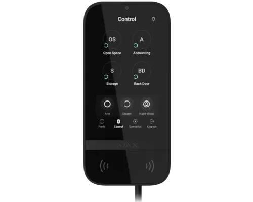 Клавіатура Ajax KeyPad TouchScreen Fibra black дротова сенсорна Клавіатура Ajax KeyPad TouchScreen Fibra black дротова сенсорна