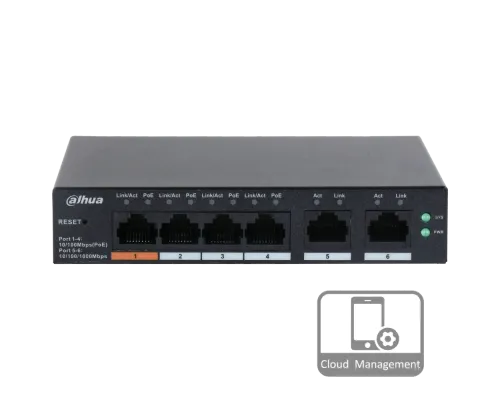 Комутатор 4 порти керований Dahua DH-CS4006-4ET-60 PoE